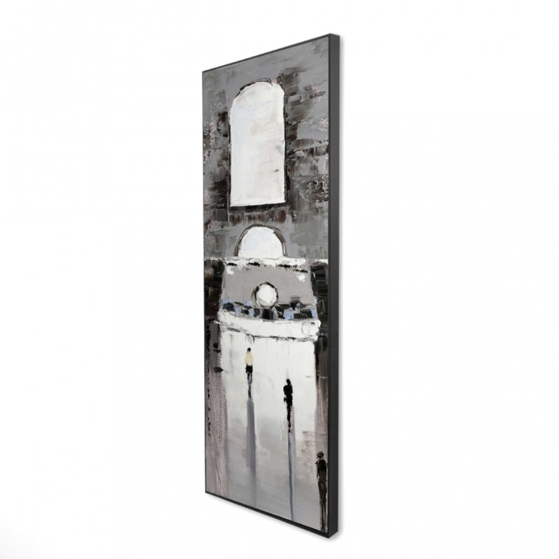 «Gray Building With Passersby» sur toile