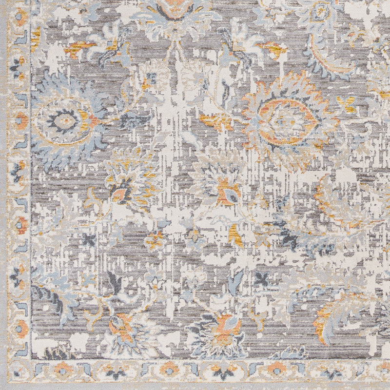 Oriental Machine Made Power Loomed Polypropylene Area Rug in Gray, Rectangle 7'10" x 10'3"