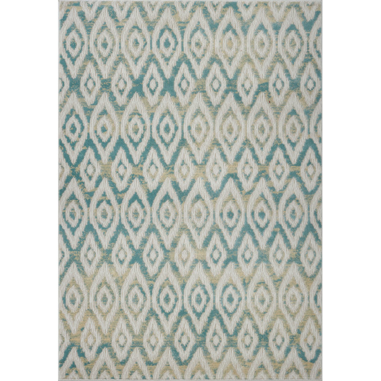 Tapis géométrique blanc / bleu Doop