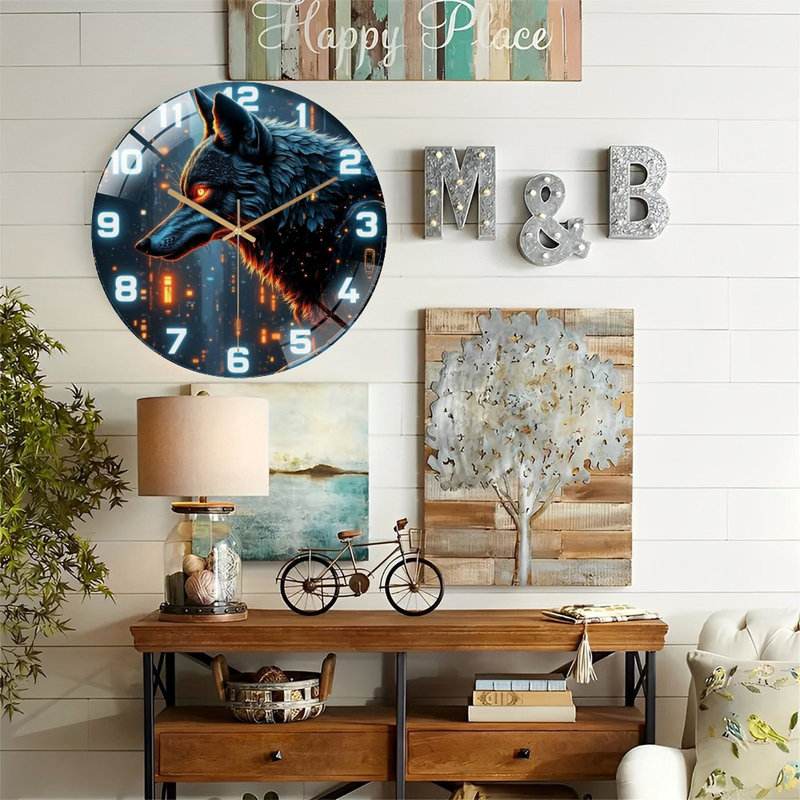 Horloge murale loup 12 po