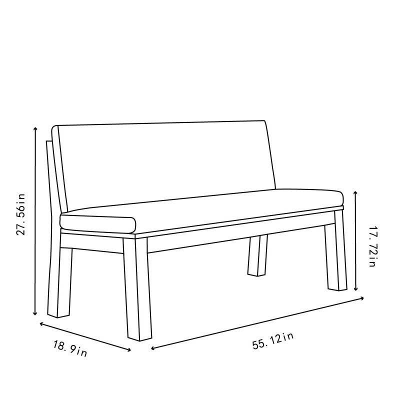 Banc rembourré en coton et lin Patrickson, H 27,56 po x l 55,12 po x P 18,9 po