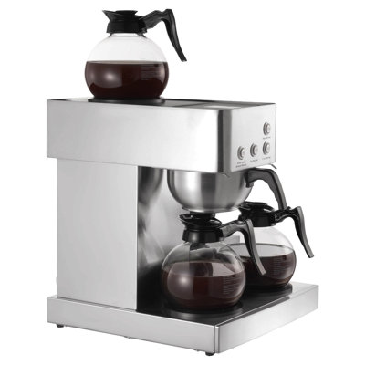 Commercial Drip Coffee Maker, 12 Cups Coffee-Maker Machine With 4 Glass Carafes And 4 Decanter Warmer Plates, Stainless Steel Drip Style Coffee Brewer, For Restaurant, Office, Coffee Shop & Home