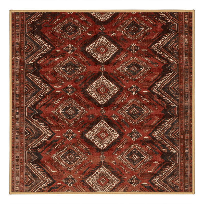 Tapis brun lavable à la machine, Carré 7 pi