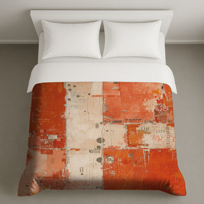Housses de couette abstraites orange et beige
