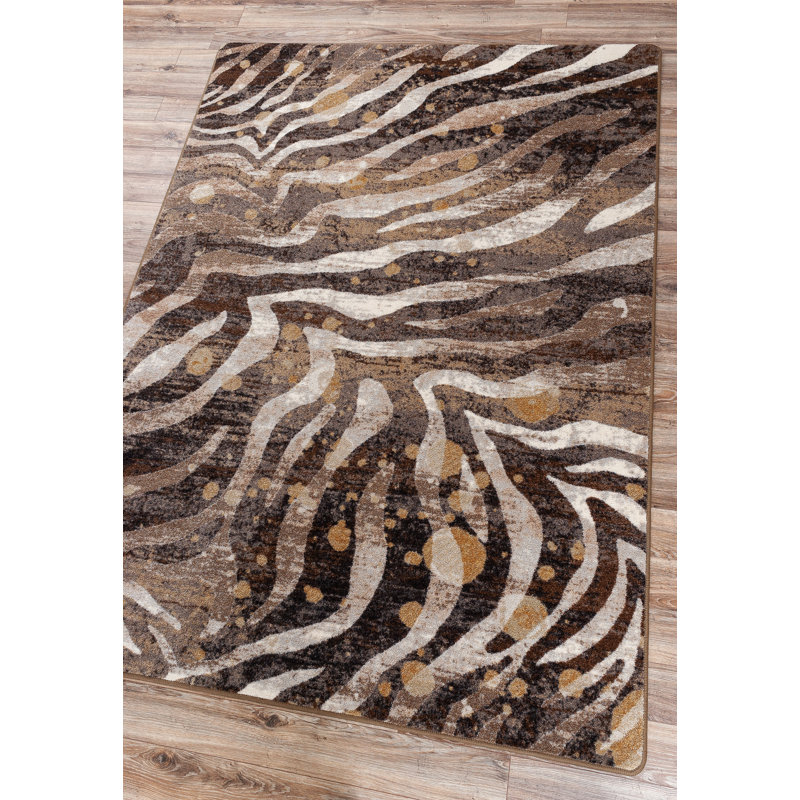Tapis brun tissé à la machine Abimbola, Rectangle 4 pi x 5 pi