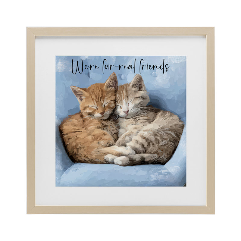 «We's Fur-Real Friends», reproduction sous verre encadrée, design par Kim Curationa, 13 x 13, Harvest Pine Under Glass Framed