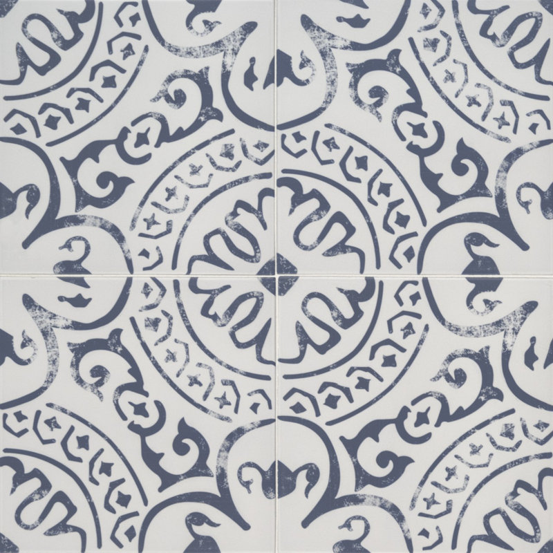 Carrelage mural en porcelaine mate Encaustic 8 po x 8 po Amara, Illara