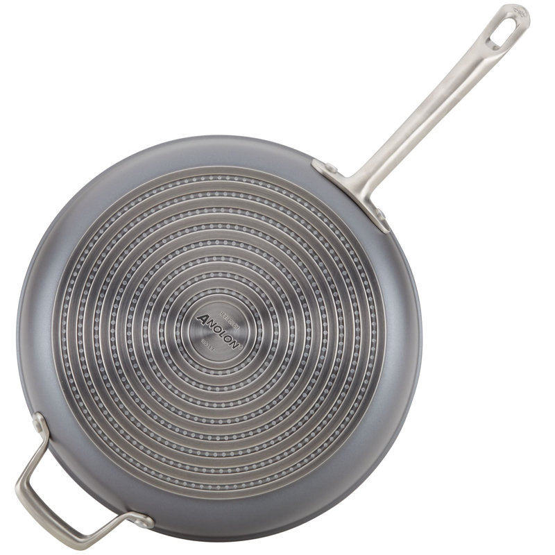 Accolade Forged Hard Anodized Nonstick Induction Deep Frying Pan / Skillet With Lid, 12 Inch, Moonstone