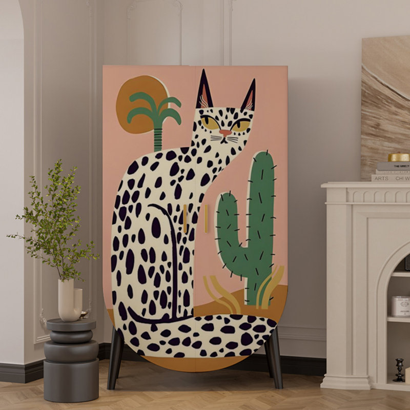 Modern Cat Two-Door Wardrobe Storage Cabinet