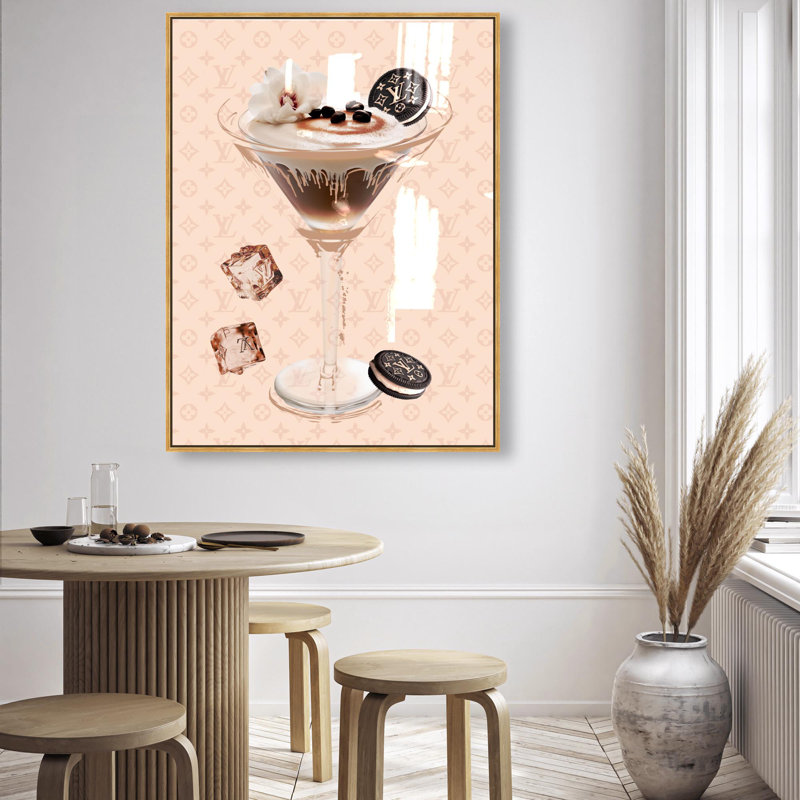 Oliver Gal Espresso Martini Luxe Glam & Bar - Hand-Applied Glass Coat Framed Canvas Art, 36" H x 30" W, Gold
