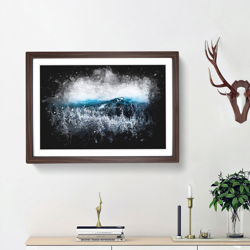 Winter Forest in Romania - Picture Frame Graphic Art Print, 33cm H x 45cm W x 2cm D, Walnut Framed