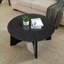 Table basse ronde en bois noir 36 po avec pieds croisés, facile à assembler pour le salon