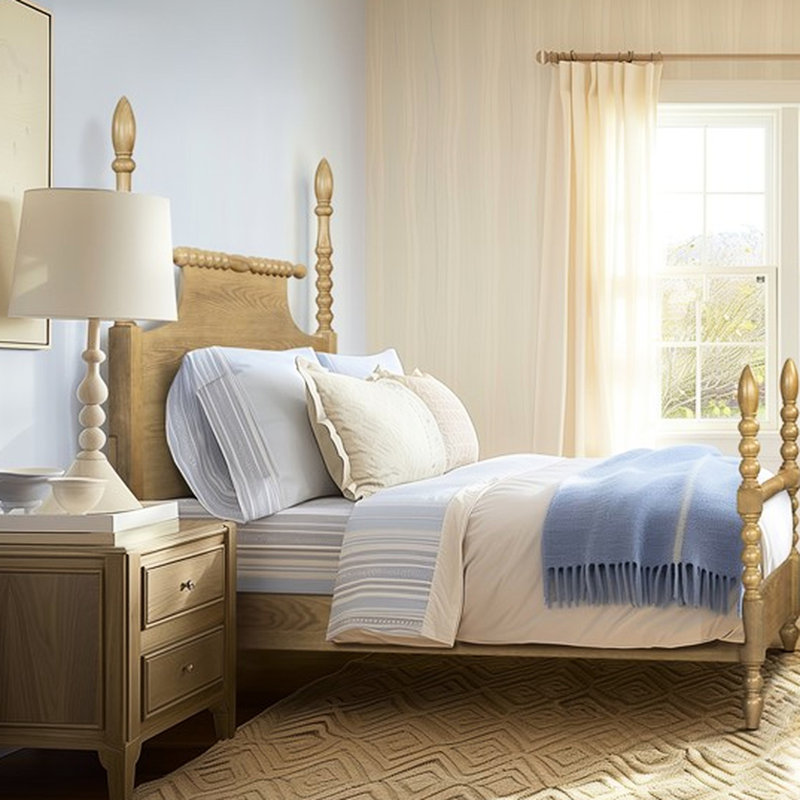 Grand lit avec placage en bois et support de matelas élégant