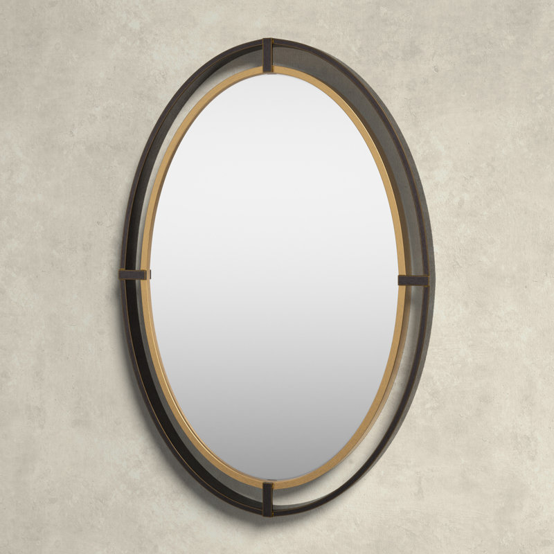 Oval Bronze and Gold Double Frame Wall Mirror