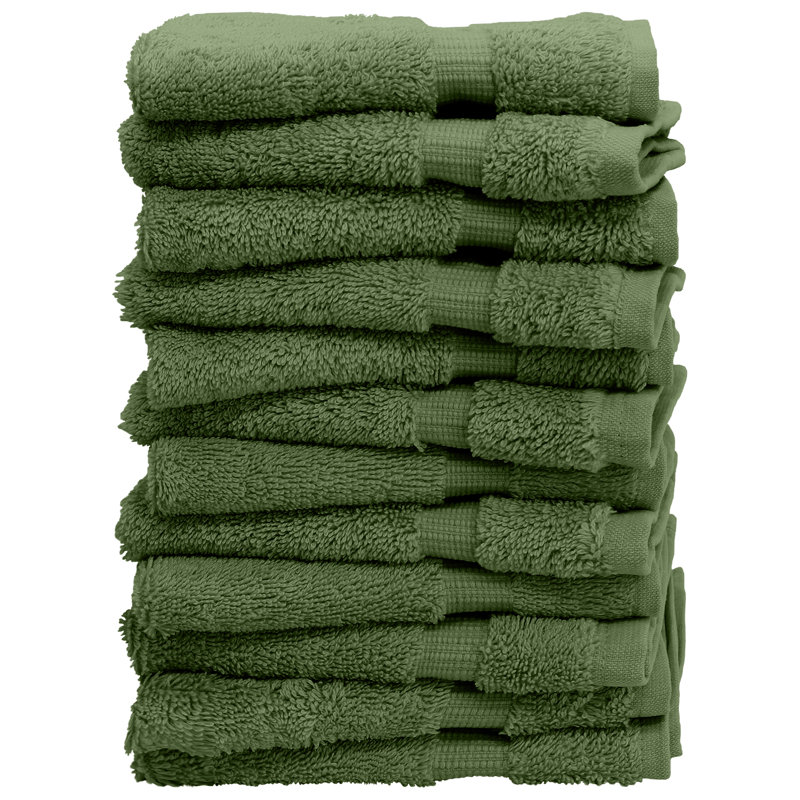 100% Cotton Washcloth Towel Set, Moss