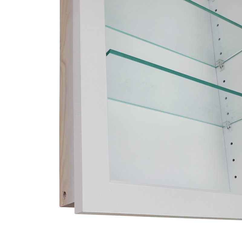Durango 4 Piece Solid Wood Recessed Wall Shelf with Adjustable Shelves, White, 23.5" H x 15.5" W x 3.5" D