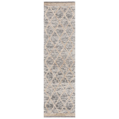 Natura Hand Woven Wool/Cotton Geometric Rug in Light Gray/Natural