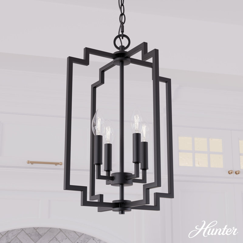 Zoanne 4 - Light Geometric Pendant, Matte Black, 94" H x 14" W x 14" D