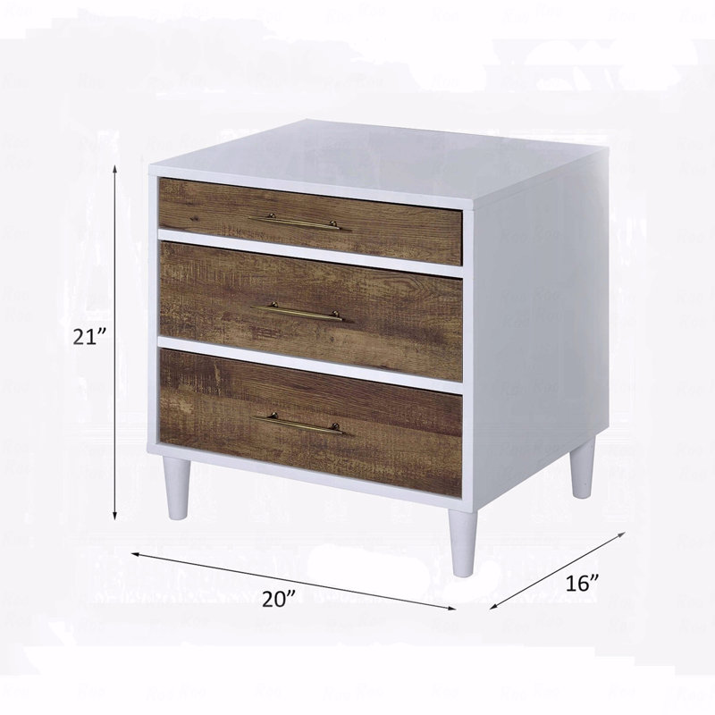 Two-Tone Finish Bedroom Nightstand With 3-Drawers