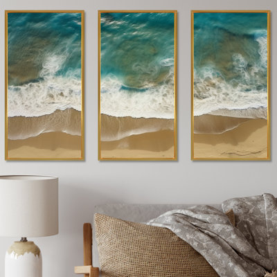 Vue aérienne des vagues tranquilles 3 - plage, art mural