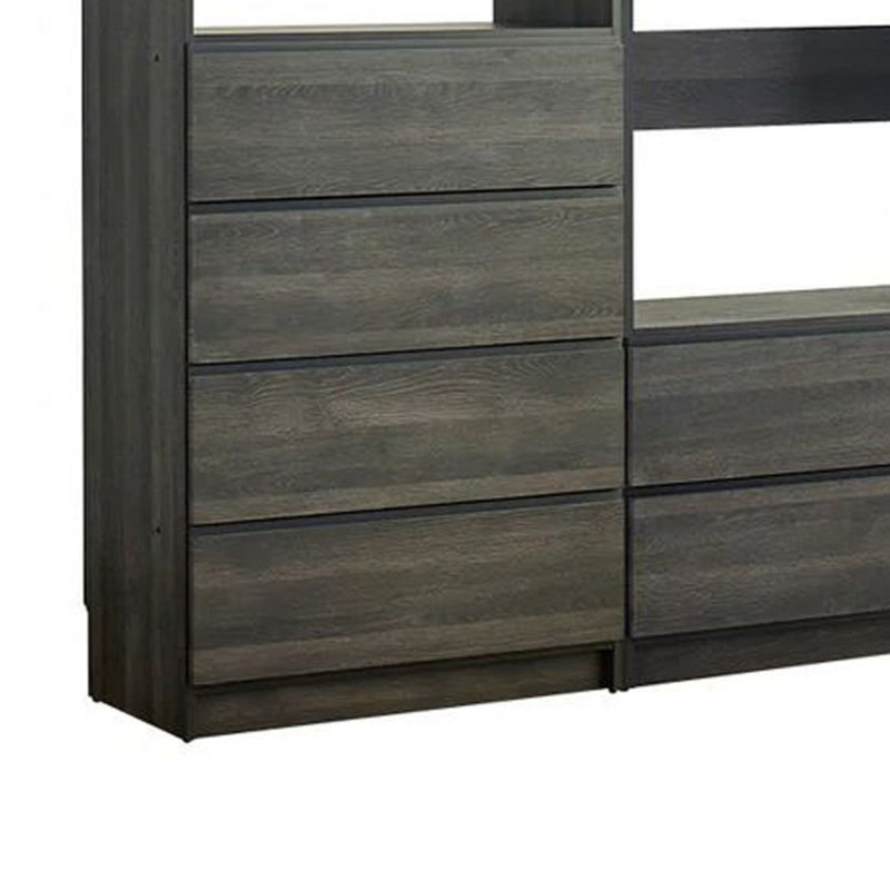 Dee Walk In Closet, Modular Freestanding Storage 4 Shelf 3 Rods, Brown, Black