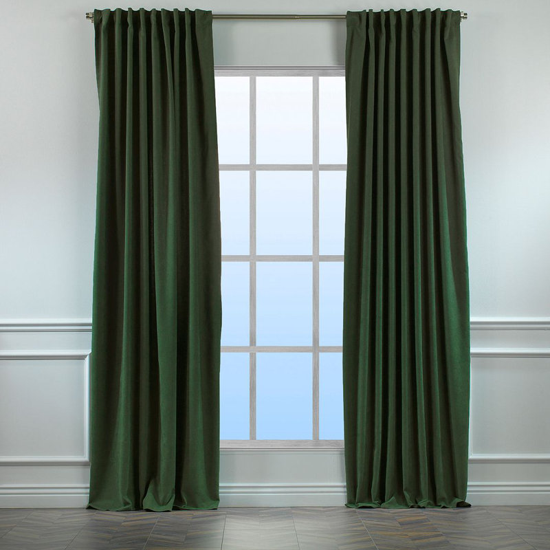 Room Darkening Single Curtain Panel, 130cm Width x 350cm Drop, Green
