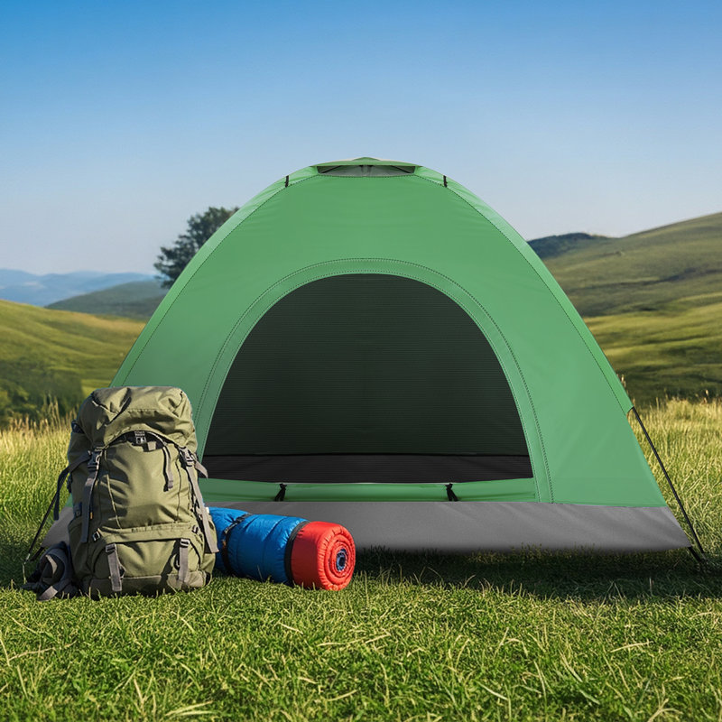 3-Person Dome-Shaped Portable Camping Tent, Green