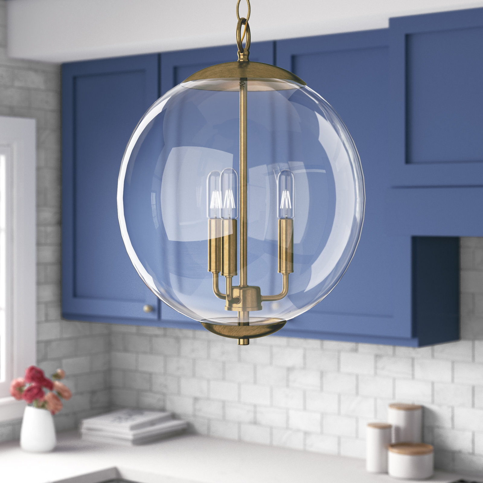 Patterson Chandelier, Natural Brass
