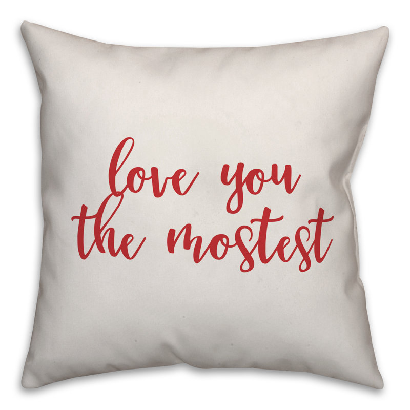  Coussin 16 po Love You The Mostest, Blanc / rouge, Housse de coussin