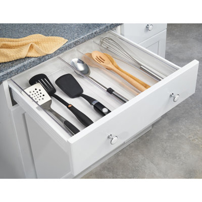 mDesign Plastic Adjustable/Expandable Drawer Storage Organizer