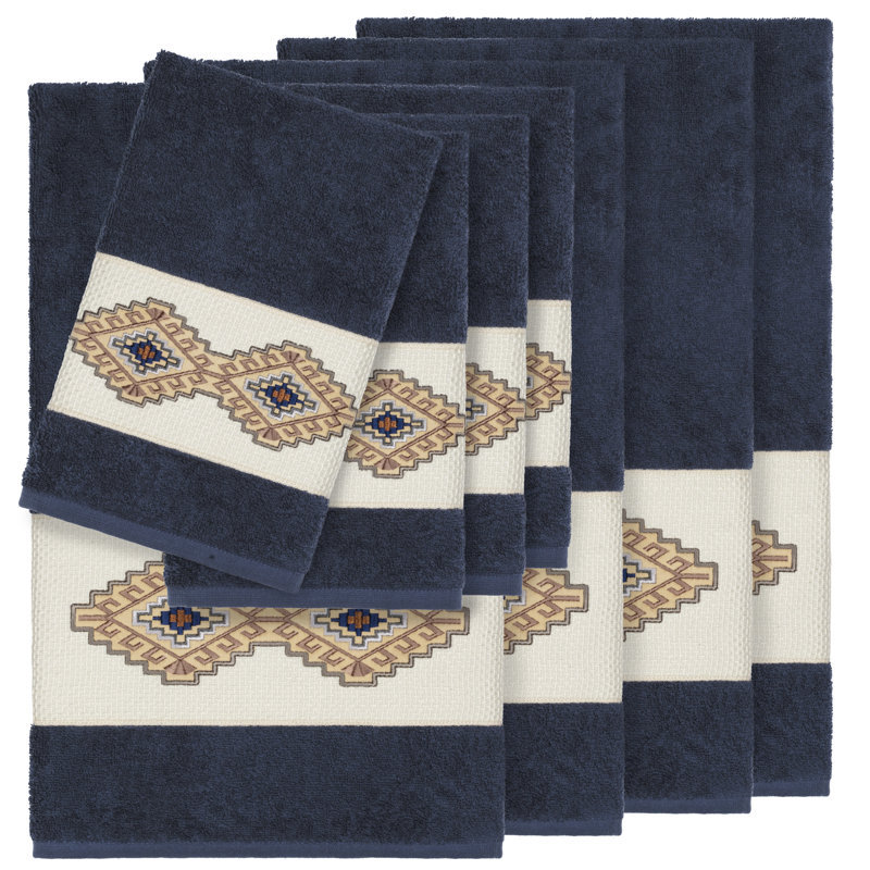 Gianna Embellished 8 Piece Towel Set, Midnight Blue