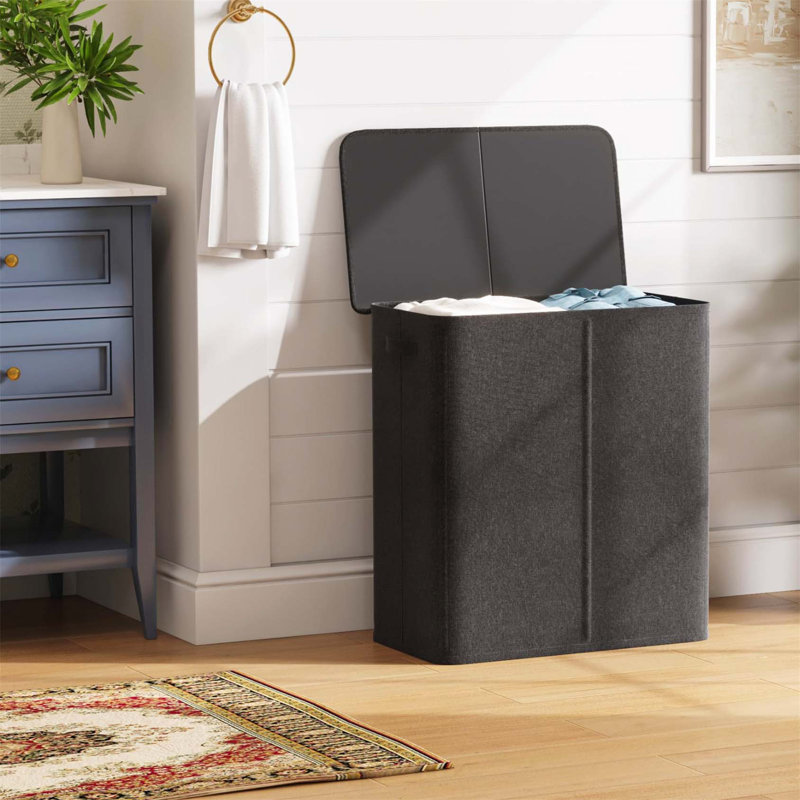 Bhargava Fabric Laundry Hamper with Handles, 69 x 60 x 35, Dark Grey
