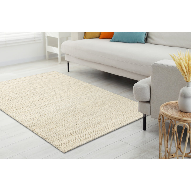 Sherree 99002B Hand Woven Wool Rug Cream Striped 200 x 290 cm, Rectangle 200 cm x 290 cm
