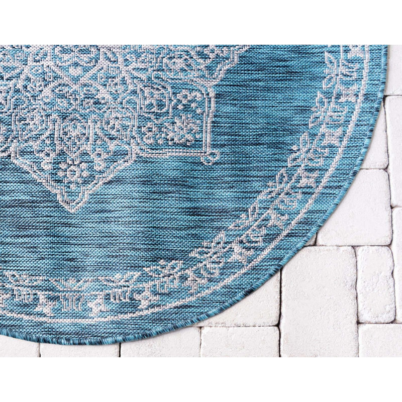 Tapis extérieur vert foncé, Rond 4 pi