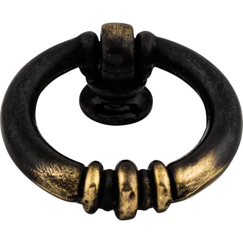 Newton Ring 1 5/8" Length Round Knob, Dark Antique Brass