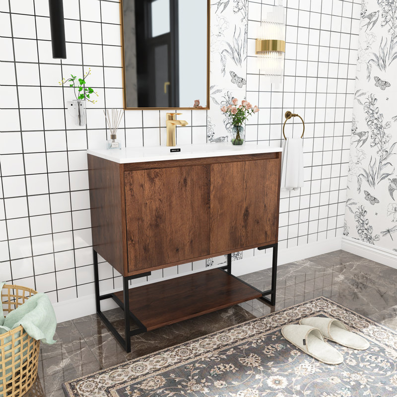 Meuble-lavabo simple 35,16 po avec plateau en résine Reytel