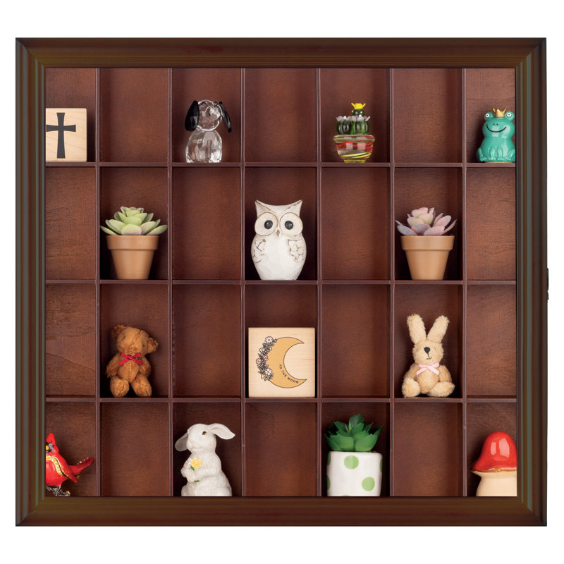 Gallery Solutions 18'' x 16.5'' Shot Glass Collectible Display Case, Walnut
