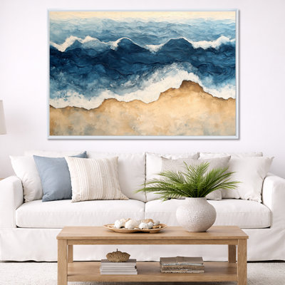 Tropical Beach Wall Art, Abstract Ocean Waves Meet Coast, Ocean Ripple Canvas