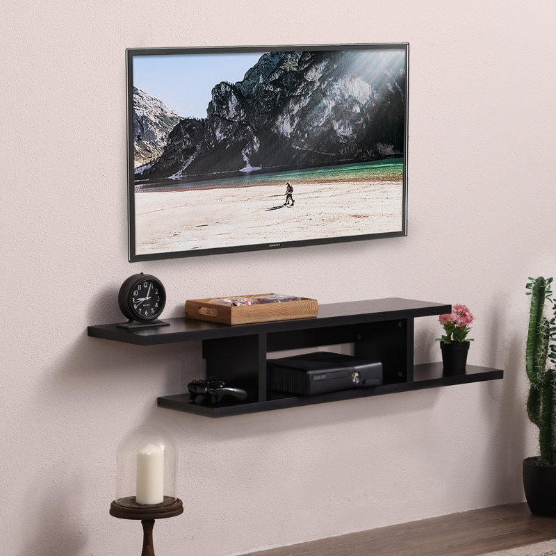 Renice Unfinished Floating TV Stand for TVs up to 55", Black