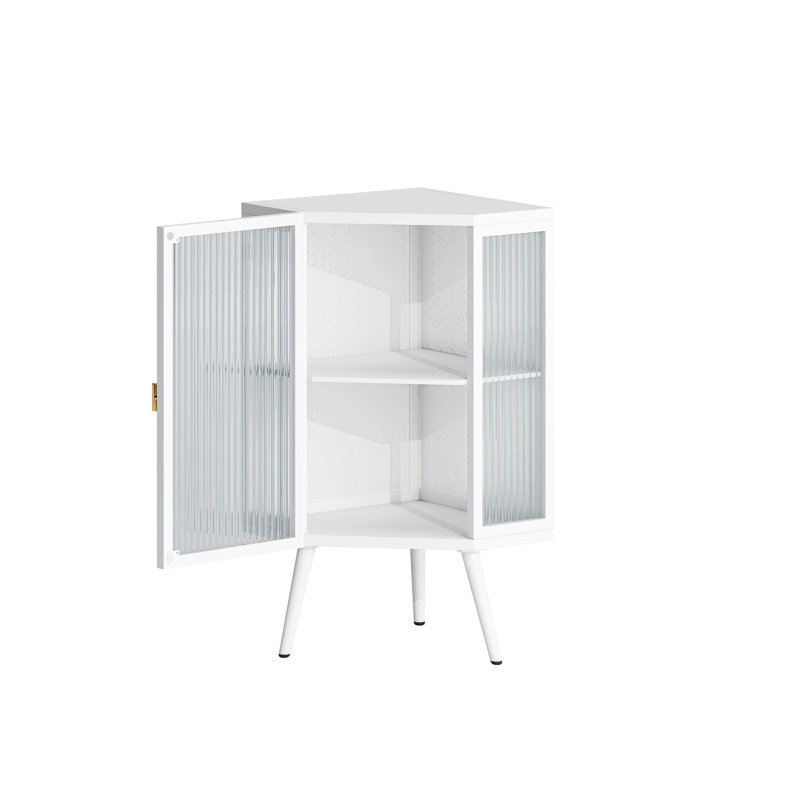 Armoire de coin de 22,55 po avec porte en verre et rangement - blanc, pour salle de bain, chambre à coucher, pratique blanc trempé 22,55 po, pièce, élégant et fonctionnel