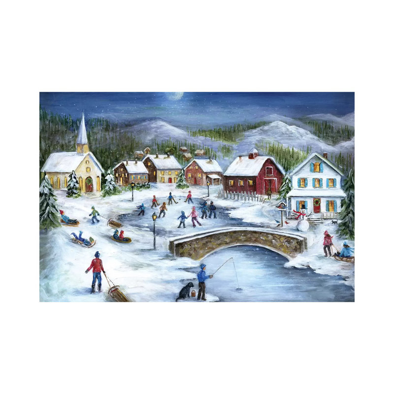 Patineurs moonlit par Marilyn Dunlap-impression, H 18 po x l 26 po x P 1,5 po, Pas de tapis, Toile tendue