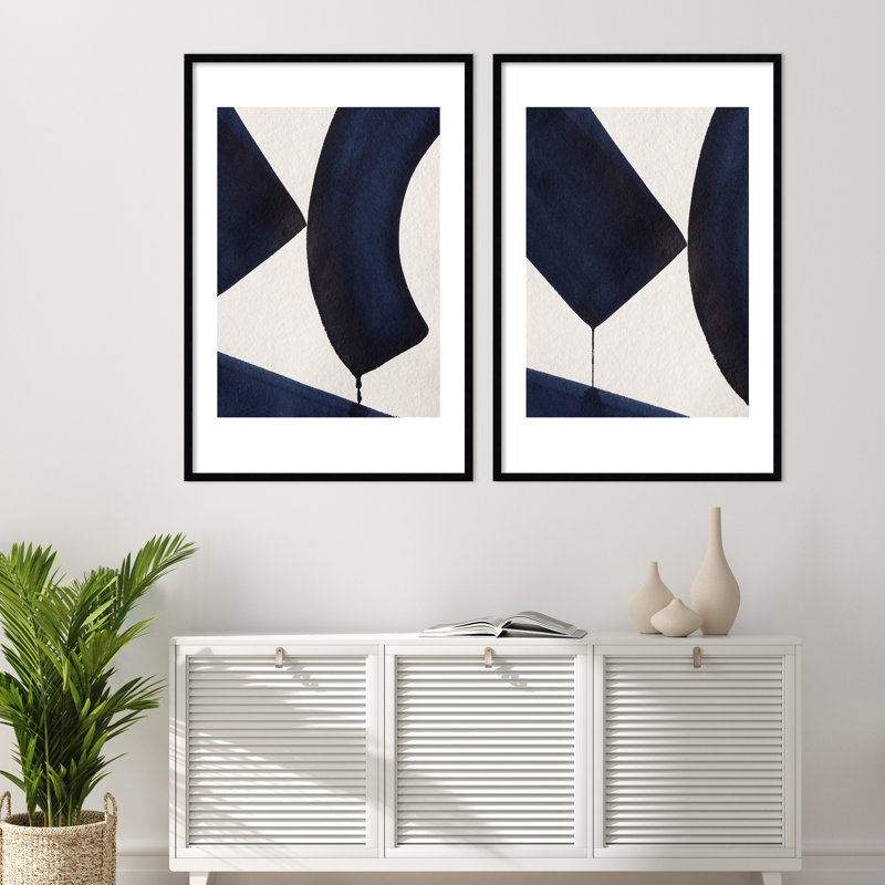 «Fluid Motion 2 Duo - lot de 2» par Simon West, reproduction d'art encadrée, Noir, H 41 po x l 59 po