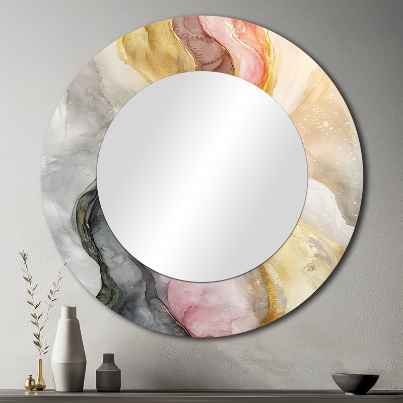 «Celestial Pink Balance Of Sinai Pearl Marble I», art mural miroir moderne, imprimé sur métal, 36 po x 36 po