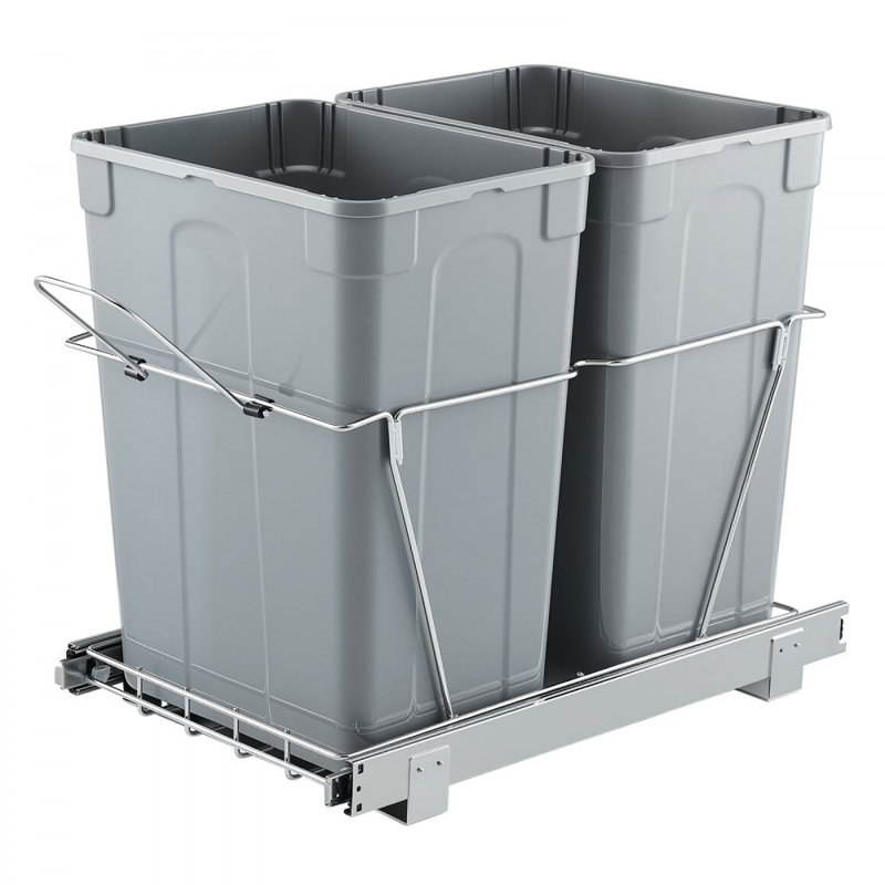Double poubelle rétractable sous l'armoire 35QTx2, 17,5 gallons