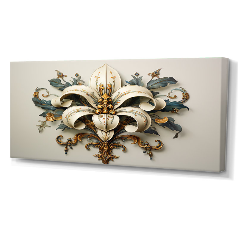 Fleur-De-Lis A Stylized Lilly Flower Ii - Symbols Wall Art, Wrapped Canvas, 28" H x 60" W x 1.5" D