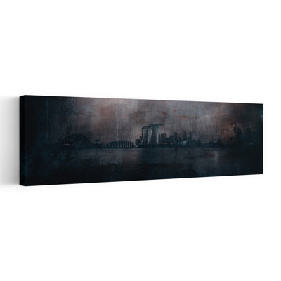 Gritty Singapore Cityscape Dramatic Modern Abstract Architecture City Wall Art
