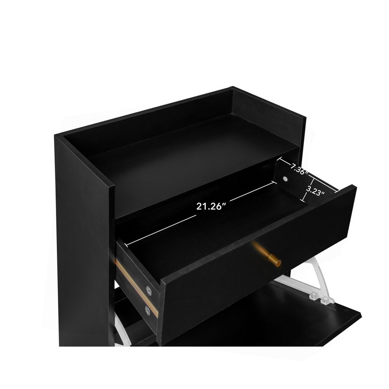 Rotin, armoire à 2 portes et 1 tiroir Allen, range-chaussures, double couche, convient à l'entrée