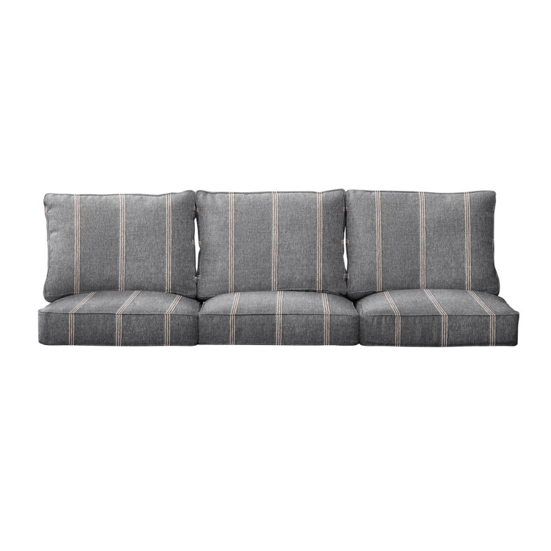 Sunbrella Stripe Outdoor Deep Seating Sofa Cushion Set, Tan, 22.5" W x 22.5" D