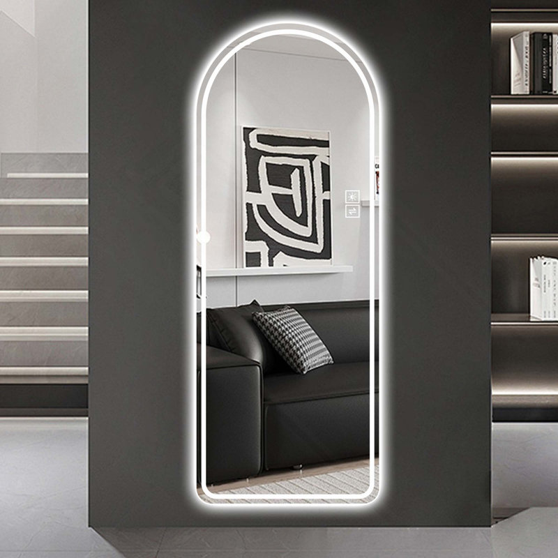 Full-Length Standing Or Wall-Mounted Arch Design Dimmable LED Full Length Mirror, High Definition & Explosion-Proof