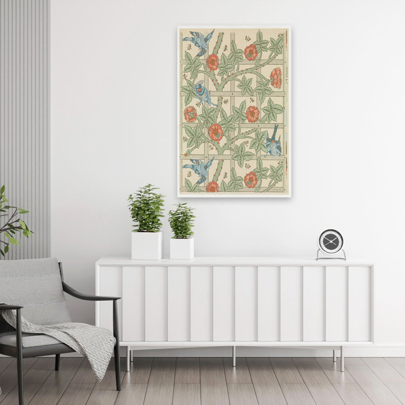 Oiseaux sur treillis - Art floral, H 36 po x l 24 po